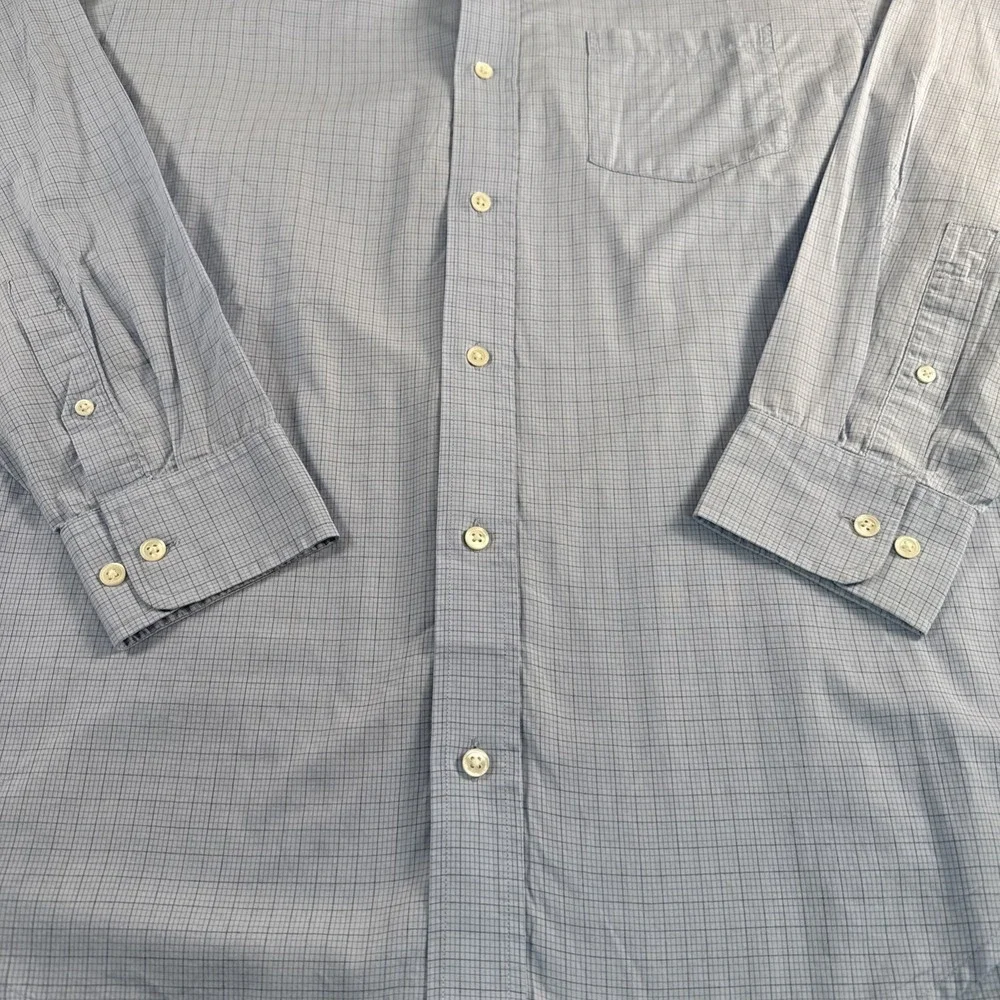 Banana Republic Relaxed Long Sleeve Button Up Blue Checker Shirt Mens Size Large